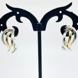 Vintage The Jewelry Group Mixed Metal Tone Swirl Clip On Earrings Signed